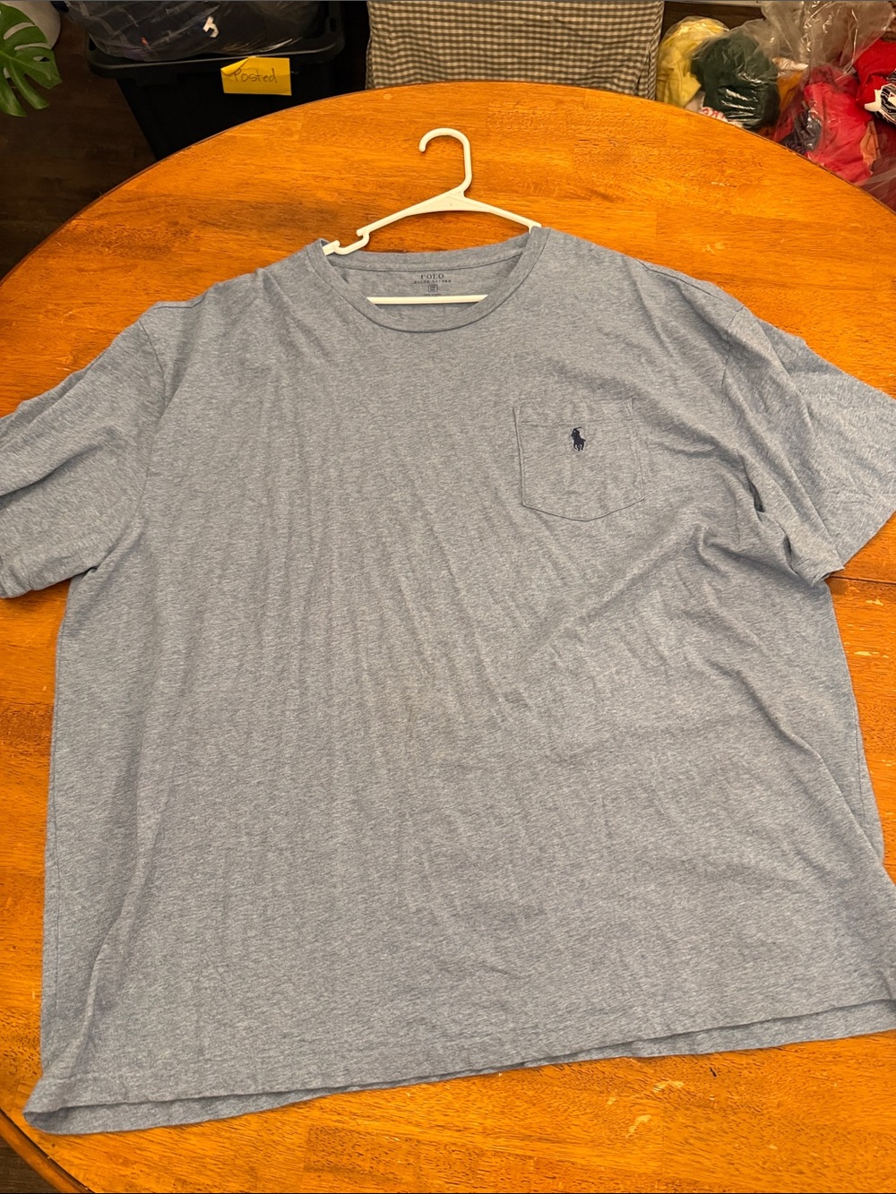 Polo by Ralph Lauren Light Heather Blue Pocket Tee xxl